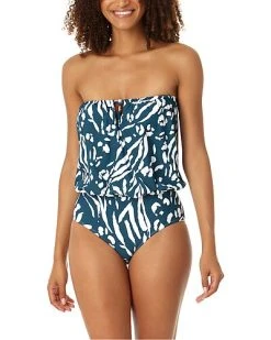 Anne Cole Strapless Blouson Keyhole One-Piece Women