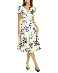 Oscar De La Renta De La Renta Split Neck Silk-Lined Mini Dress Women