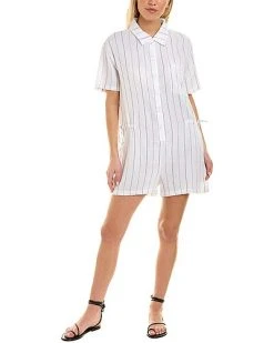 Monrow Pinstripe Gauze Romper Women