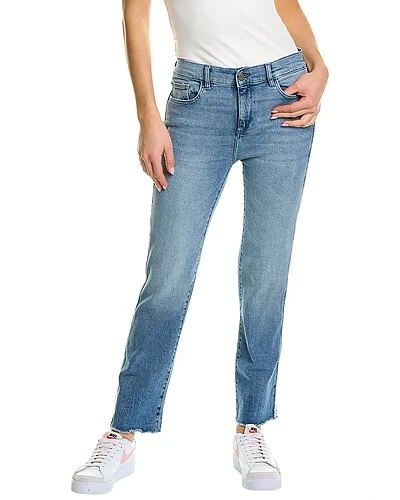 DL1961 Mara Dark Riviera Frayed Ankle Straight Jean Women