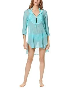 Vilebrequin Solid Crepon Beach Silk-Blend Cover-Up Top Women