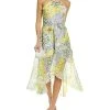 Elie Tahari Halter Patchwork Silk Midi Dress Women