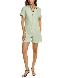 THEORY Shirt Linen-Blend Romper Women