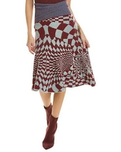 STELLA MCCARTNEY Geometric Wool-Blend A-Line Skirt Women