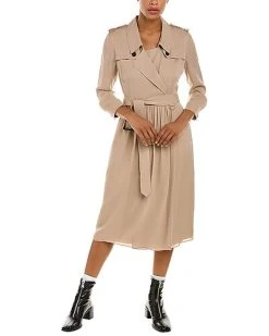 Burberry Wrap Silk Trench Dress Women