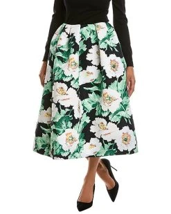 Oscar De La Renta De La Renta Vintage Poppies Faille Silk-Lined Midi Skirt Women