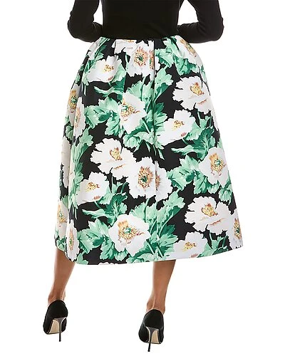 Oscar De La Renta De La Renta Vintage Poppies Faille Silk-Lined Midi Skirt Women - Image 2