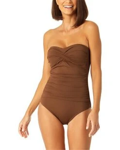 Anne Cole Twist Front Strapless One-Piece Women
