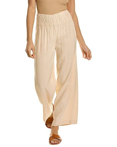 Onia Air Smocked Linen-Blend Pant Women