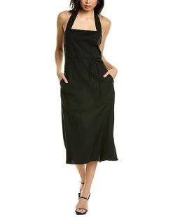 Vince Square Neck Linen-Blend Halter Dress Women