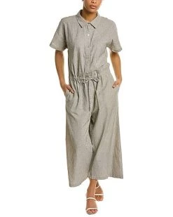 EILEEN FISHER Mini Stripe Classic Linen-Blend Jumpsuit Women