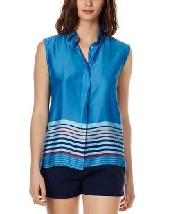 Vilebrequin Rayures Bleues Silk-Blend Cover-Up Top Women