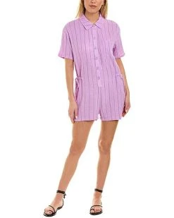 Monrow Pinstripe Gauze Romper Women