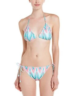 Shoshanna "Cascade" Multicolor Ikat Print Lettuce Brief Bottom Women