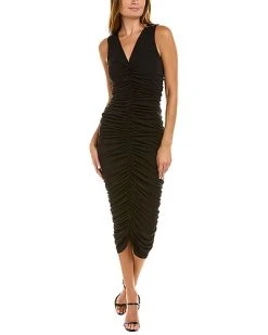 Halston Allesia Ruched Midi Dress Women