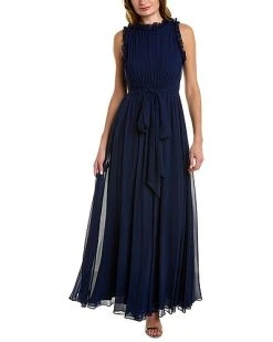 Badgley Mischka Ruffle Trim Gown Women