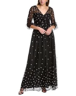 Adrianna Papell Glitter Mesh Maxi Dress Women