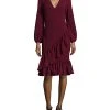Alexia Admor Ruffled V-Neck Cocktail Dress Women