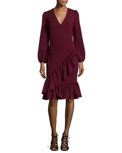 Alexia Admor Ruffled V-Neck Cocktail Dress Women